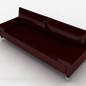 3д модель темно-красного минималистичного многоместного дивана-мебели