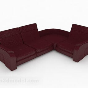 Dark Red Multiseater Sofa 3d model
