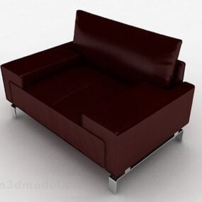 Canapé simple élégant en tissu rouge foncé modèle 3D