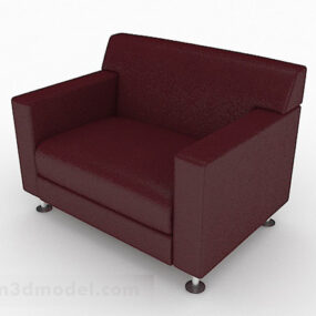 Dark Red Tsimple Single Sofa Chair 3d model