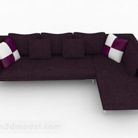 Mẫu 3d thiết kế nội thất ghế sofa nhiều chỗ màu tím đậm