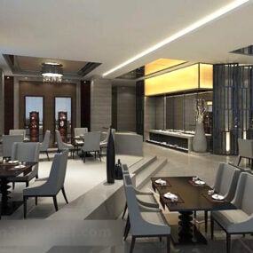 Model 3d Interior Ruang Makan Restoran