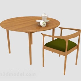Modelo 3d de mesa de jantar redonda