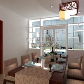 Dining Table Wine Rack Interior 3d model