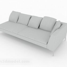 Ikke engang Enkel Grå Multiseter Sofa 3d-modell