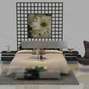 Furnitur Tempat Tidur Ganda V1 model 3d