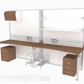 Double Wooden Desk 3d model