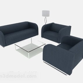Modelo 3d de sofá azul elegante