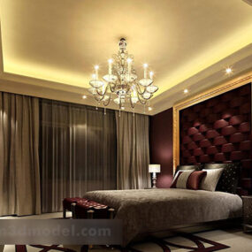 European Bedroom Ceiling Decoration Interior 3d model