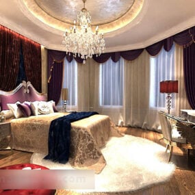 ヨーロッパの寝室の結婚式の部屋のインテリア3Dモデル