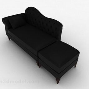 Europäisches schwarzes Multisitzer-Sofamöbel-3D-Modell