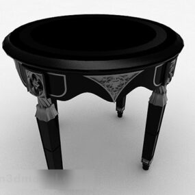 European Black Round Stool 3d model