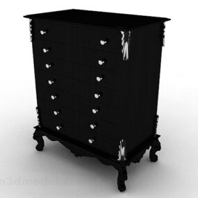 European Black Wooden Office Cabinet 3d model