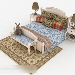 Model 3d Desain Furnitur Eropa Tempat Tidur Ganda
