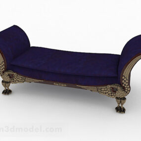 Modelo 3d de móveis de banco de sofá azul europeu