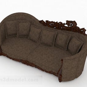 European Brown Double Sofa 3d model