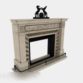 European Brown Fireplace 3d model