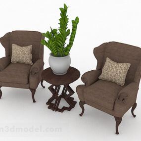 Brown Single Sofa Combination Furniture 3d model
