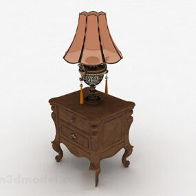 Evropský hnědý dřevěný čajový stolek 3D model