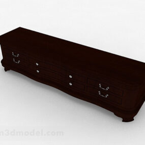 European Brown Wooden Tv Cabinet V1 3d model