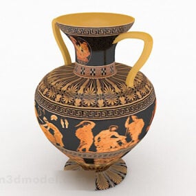 Modello 3d di vaso in ceramica con decorazione europea