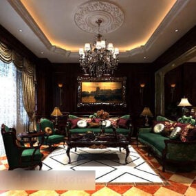 欧式古典客厅室内3d模型