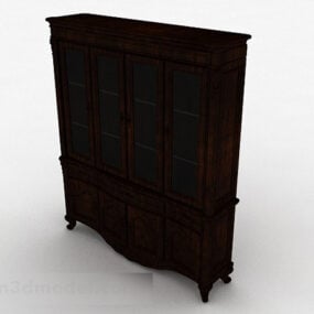 European Classical Wooden Bookcase 3d model