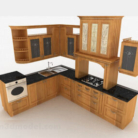 Ευρωπαϊκό κλασικό ξύλινο ντουλάπι τρισδιάστατο μοντέλο