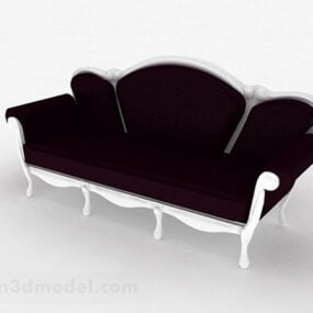 ヨーロッパのディープパープルダブルソファ家具3Dモデル