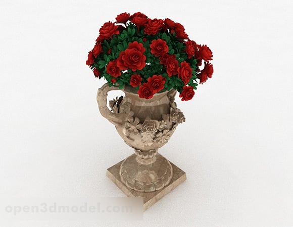 European Rose Flower Classic Vase