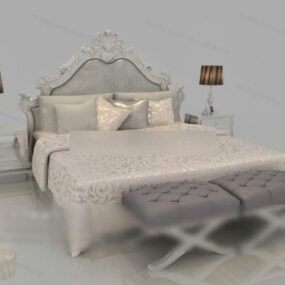 Preciosa cama doble europea modelo 3d