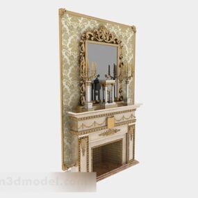 European Gorgeous Stone Fireplace 3d model
