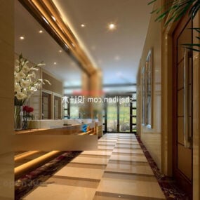Europeisk stil Hotel Corridor Interiör 3d-modell
