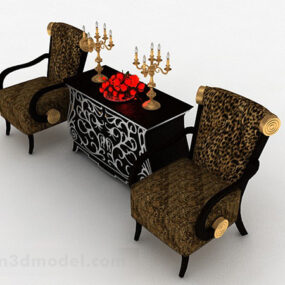European Leopard Pattern Home Chair 3d-modell