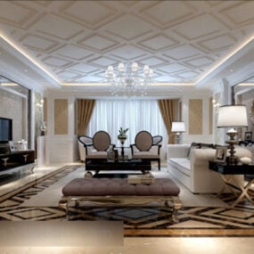 European Classic Living Room Interior 3d model