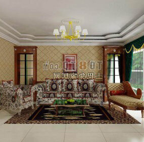 European Living Room Country Furniture Interior 3d model
