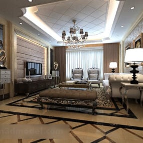 European Living Room Ceiling Decor Interior 3d model
