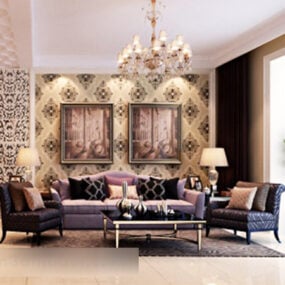 European Living Room Overall Interior 3d model