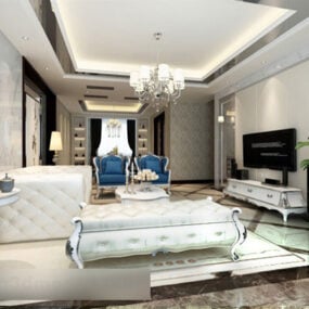 3d модель інтер'єру європейського дивана для вітальні