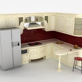 European Luxury L Shaped Design Cabinet 3d model