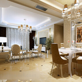 European Luxury Restaurant Interior 3d model