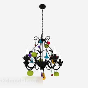 European multi-color candle shaped chandelier 3d model