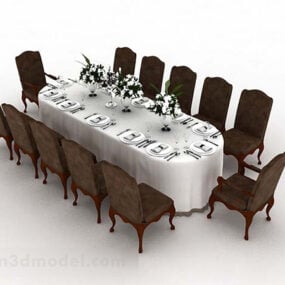 كرسي طاولة طعام بيضاوي كلاسيكي أوروبي نموذج ثلاثي الأبعاد