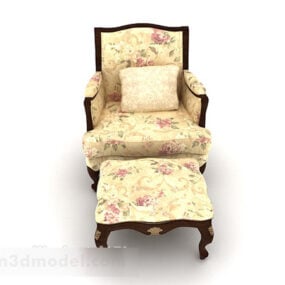 Europeiskt mönster gul enkel soffa 3d-modell