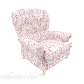 3д модель односпального дивана с европейским розовым узором