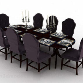 European Dining Table And Chair 3d model