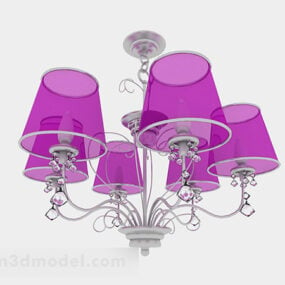 Lampu gantung kristal logam ungu Eropa model 3d