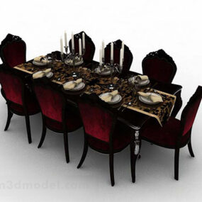 Avrupa Yemek Masası Sandalyesi 3d modeli