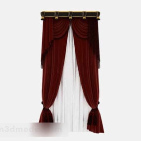 European Retro Curtain Red Color 3d μοντέλο