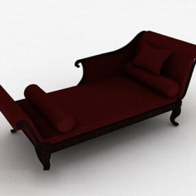 3д модель европейского красного дивана-кресла